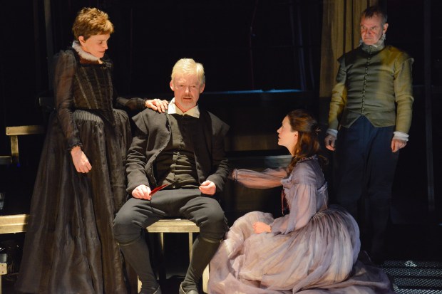 Anne Shakespeare (Brooke Adams), William Shakespeare (Allyn Burrows), Judith Shakespeare (Stacy Fischer), and Francis Collins (Billy Meleady) in "The Last Will." Photo Andrew Brilliant/Brilliant Pictures