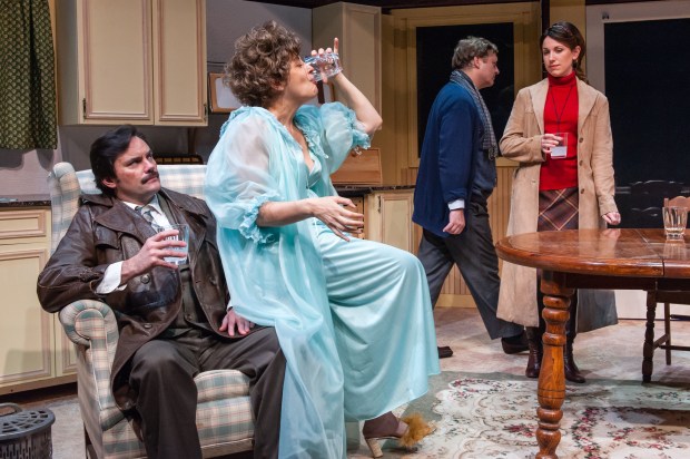 Bill Mootos, Stephanie Clayman, Steven Barkhimer and Liz Hayes in Alan Ayckbourn's ABSURD PERSON SINGULAR. Produced by The Nora Theatre Company. Now Playing through August 18 at Central Square Theater. Photo: A.R. Sinclair Photography.