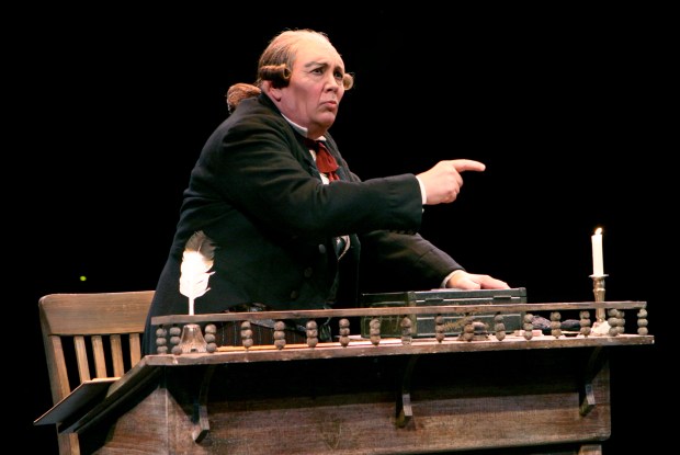 David Coffee as Ebenezer Scrooge in North Shore Music Theatre's "A Christmas Carol." Photo: Paul Lyden