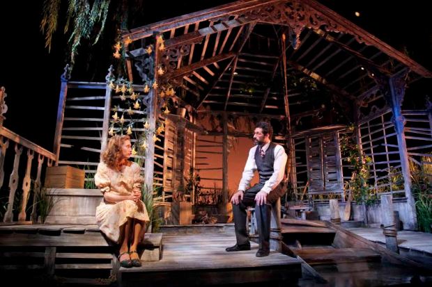 Kathleen Wise and Benim Foster in “Talley’s Folly” by Lanford Wilson, at Merrimack Repertory Theatre through April 13. Photo by Meghan Moore. Other Credits:  