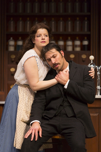 Rebecca Soler and Juan Javier Cardenas in the Huntington Theatre Company's production of Melinda Lopez's BECOMING CUBA. March 28 - May 3, 2014 at South End / Calderwood Pavilion at the BCA. huntingtontheatre.org. Photo T. Charles Erickson 