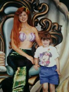 A young Adrienne Eller and Ariel at Disneyland. Eller is starring as Ariel in North Shore Music Theatre's production of Disney's "The Little Mermaid." 