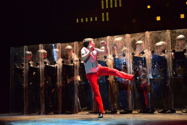 Noah Parets as Billy Elliot and the ensemble in a scene from "Billy Elliot, the Musical." Photo: Gary Ng