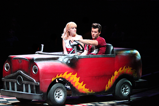 Ephie Aardema (Sandy) and Matthew Ragas (Danny) in North Shore Music Theatre's production of GREASE. August 12 - 24, 2014. Photo © Paul Lyden 