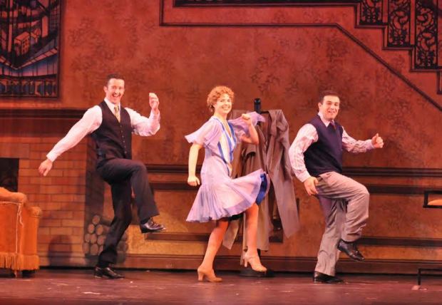 Sean Quinn, Gillian Mariner Gordon and Edward Tolve in the Reagle Music Theatre Production of "Singin' in the Rain." Photo: Herb Philpott