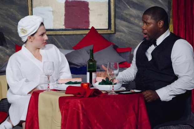 Lauren Elias and Johnnie McQuarley in the Hub Theatre Company's "6 Hotels." Photo: Hub Theatre Company