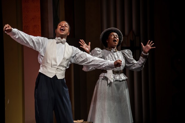 Elijah Rock as Roland Hayes and Harriett D. Foy as Angel Mo’ in Daniel Beaty‘s “Breath & Imagination.“ Mike Ritter/Ritterbin Photography 