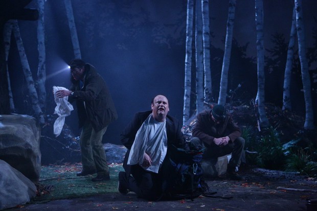 Alexander Platt*, Brandon Whitehead*, and Jim Loutzenhiser* in NEVILLE'S ISLAND.  Photo credit: Mark S. Howard 
