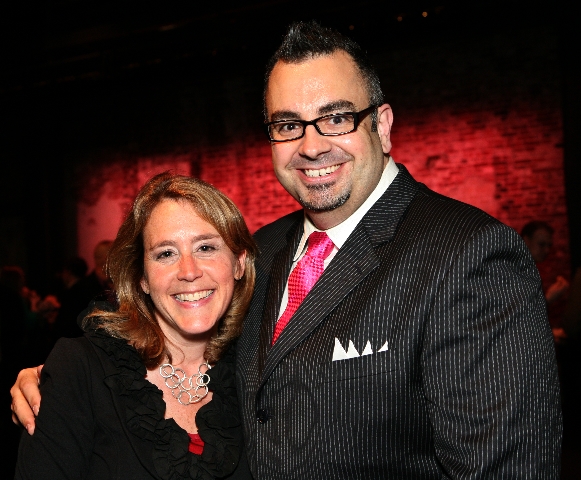 North Shore Music Theatre Publicist Julie Arvedon Knowlton and Director of Marketing and Communications Mike Ceceri, right, enjoy a moment at the annual Elliot Norton Awards.