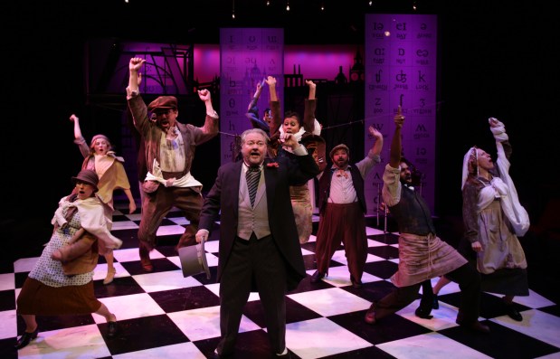 J.T. Turner and ensemble in Lyric Stage Company's "My Fair Lady." Photo: Mark S. Howard