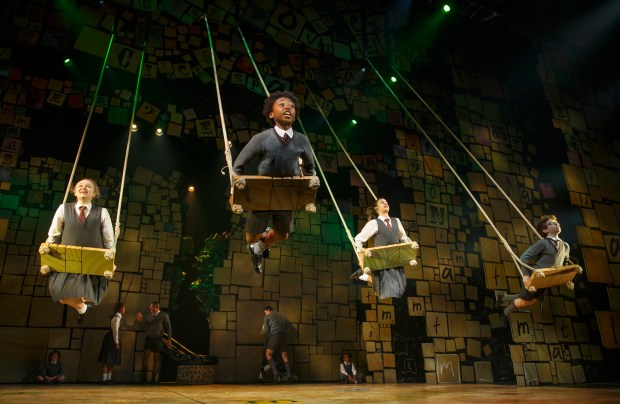 The company of "Matilda, the Musical" performs "When I Grow Up." Photo: Joan Marcus.
