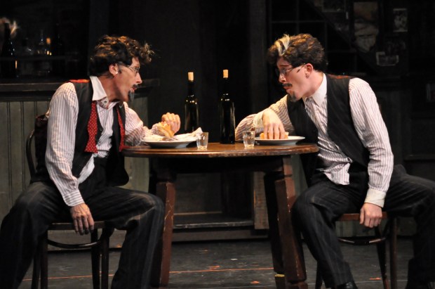 Kirby Ward as Bobby Child (left) and Matthew Zahnzinger as Bela Zangler in “Crazy For You.” Courtesy Reagle Music Theatre/©Herb Philpott 