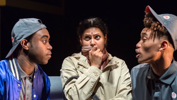 Marc Pierre, Sanaa Kazi & Seth Hill in WHEN JANUARY FEELS LIKE SUMMER. Photo: A.R. Sinclair Photography.