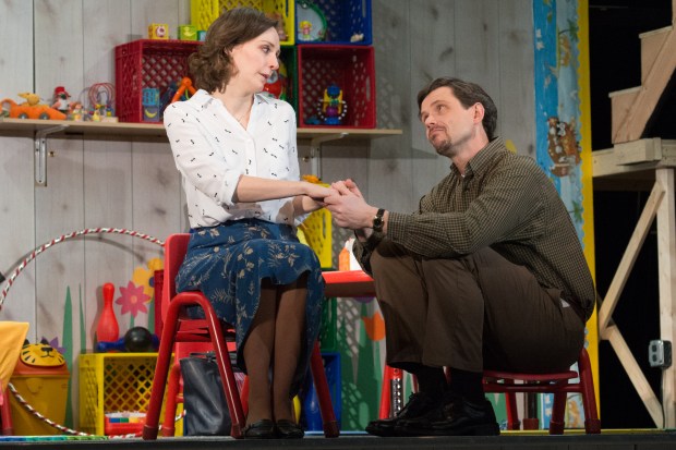 Marianna Bassham and Lewis V. Wheeler in "Hand to God." Photo: Glenn Perry.